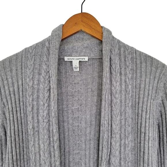 Autumn Cashmere Wool Asymmetric Open Front Cardigan Women M Gray Italian Yarn - Picture 2 of 9